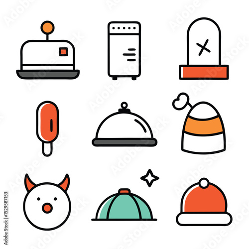hotel set of vector doodle icon on transparent background
