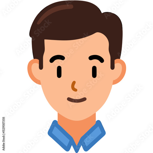 Friendly Cartoon Man with Teal Highlights and Blue Shirt