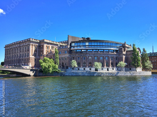 Photography Riksdag Parliament Building  In Stockholm Sweden