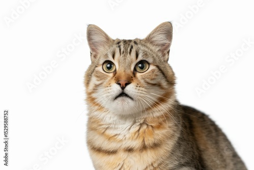 Ravishing adorable cat portrait on white isolated background. isolated, white background