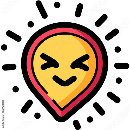 Joyful Animated Sun Icon with Radiant Burst and Cheerful Expression