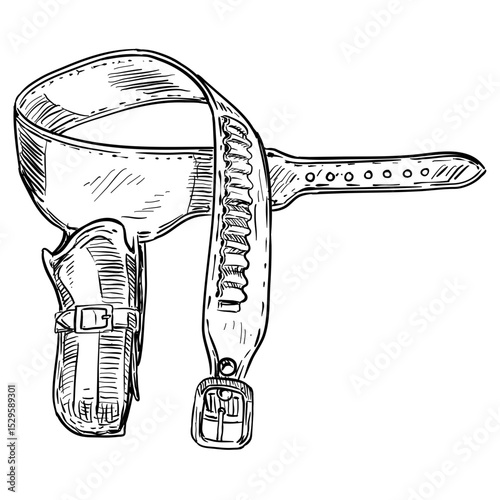 cowboy belt handdrawn illustration⁠
