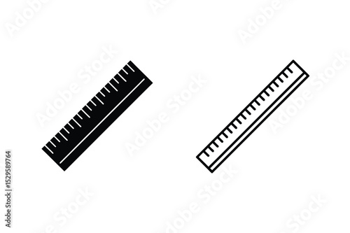 Vector graphic illustration of black and white rulers measuring instruments design elements