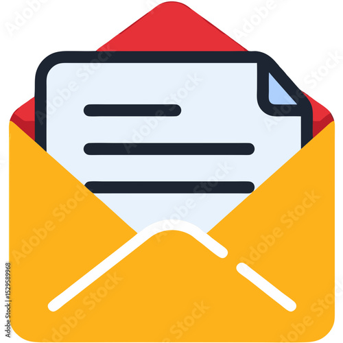 Open Envelope with Letter Illustrating Communication and Correspondence
