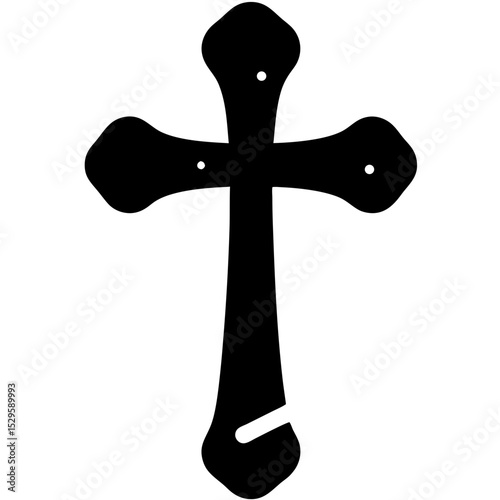Ornate Black Cross Religious Symbol Simple Design