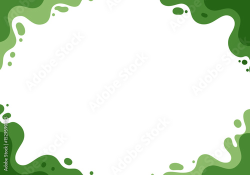 Abstract Green Liquid Splashes Border for Design