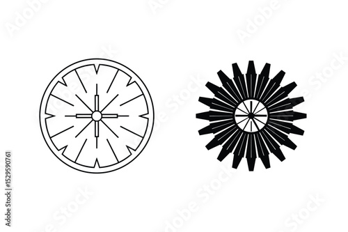 Abstract geometric wheel designs in black and white perfect for decorative purposes and branding