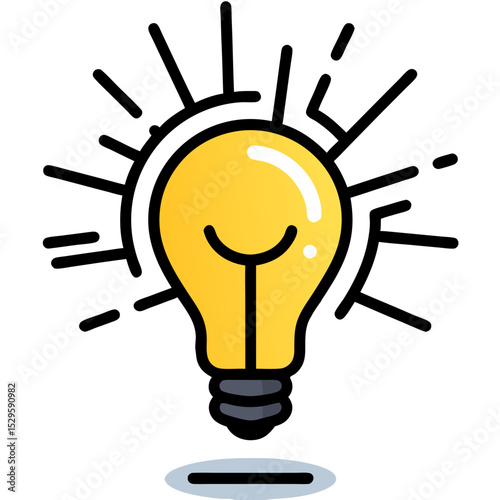 Radiant Idea Lightbulb Icon with Burst Lines