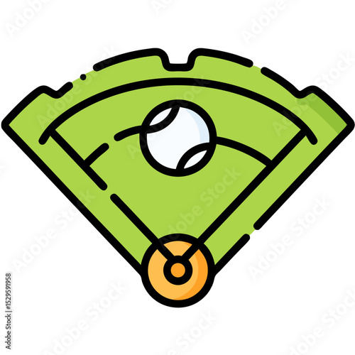 Simple Baseball Field Diagram with a Ball