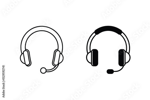 Simple vector illustrations of two different style headphones on a clean white background