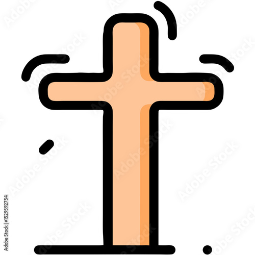 Simple Christian Cross Icon in a Light Peach Color