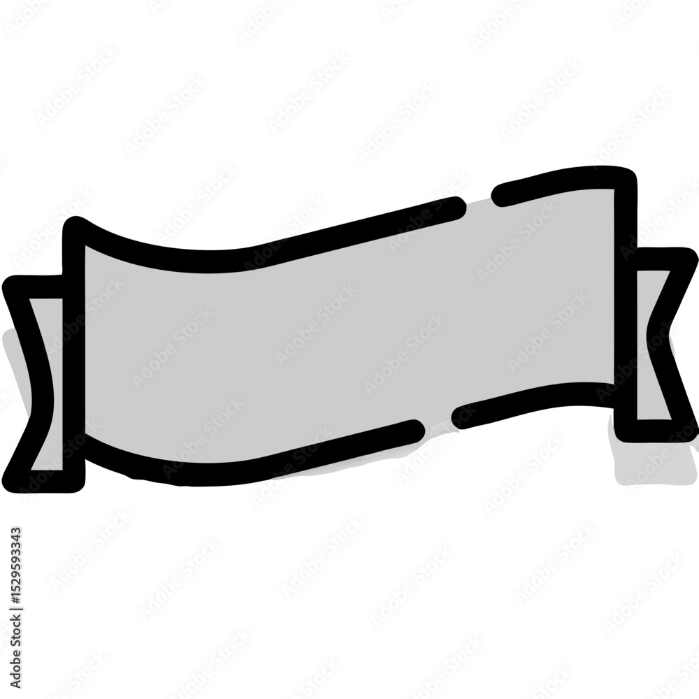 Simple Grey Banner with Black Outline and Shadow Effect for Design Elements Simple Grey Banner with Black Outline and Shadow Effect for Design Elements