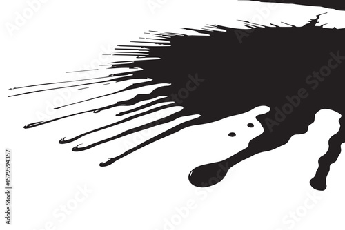 Dripping blood liquid, melt drips borders silhouette in black ink style. different dripping patterns for horror and spooky themes. Flowing liquid. Stencil drops. Chocolate drops. Oil drop