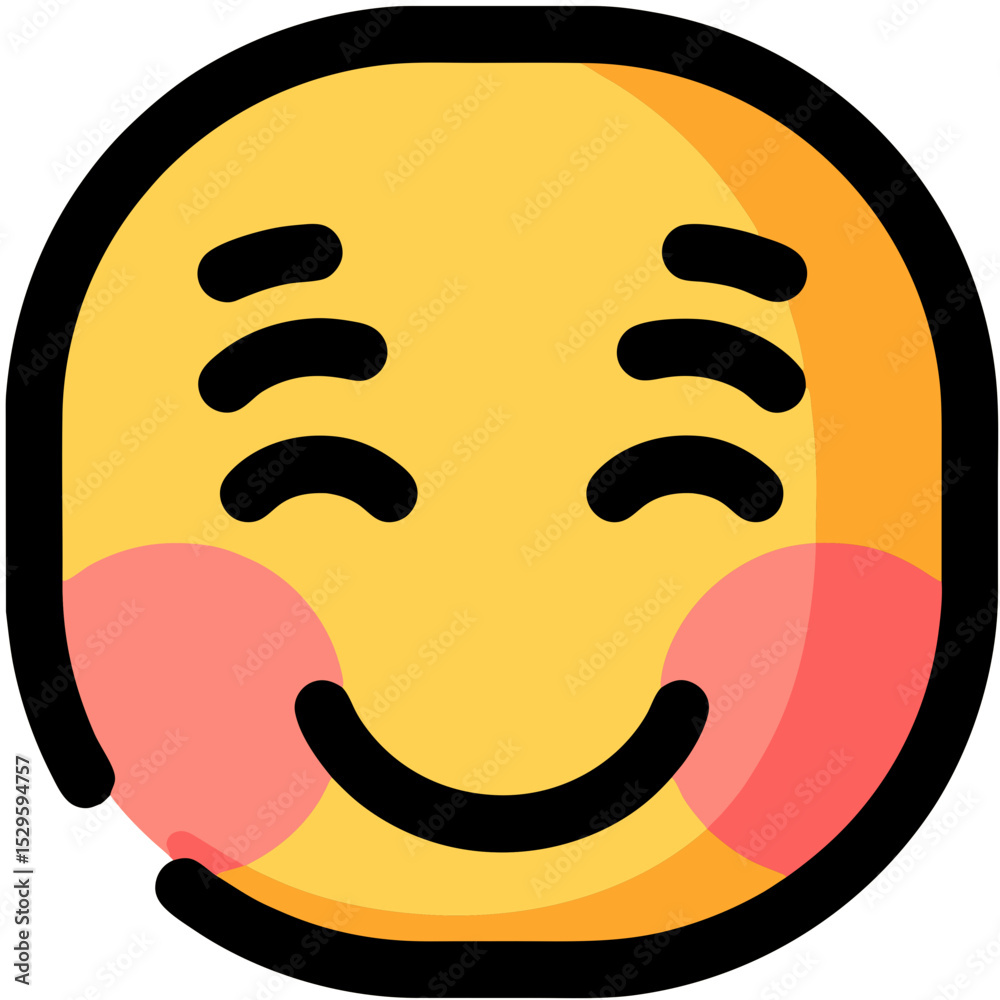 Fototapeta premium Smiling Emoji with Rosy Cheeks and Closed Eyes Expressing Happiness