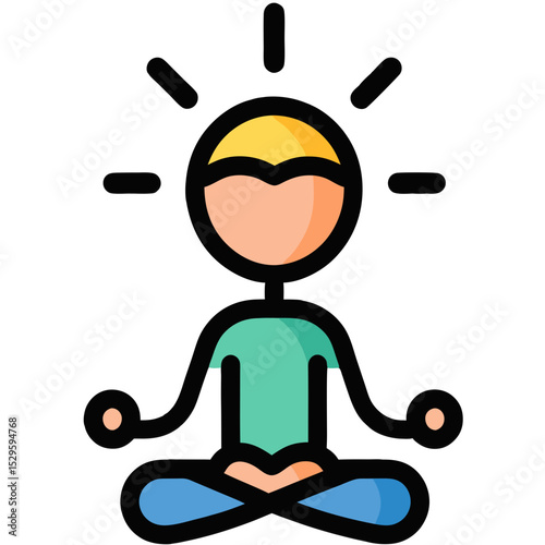 Smiling Person in Meditation Posture with Radiant Aura