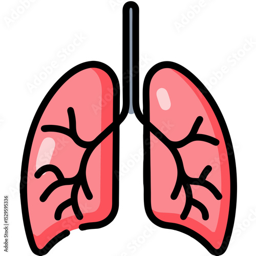 Stylized Anatomical Illustration of Human Lungs with Detailed Bronchial Structures