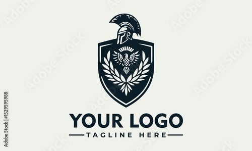 Ancient Roman warrior holding spear and shield in traditional battle armor and crested helmet in monochrome vector style. History concept
