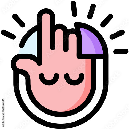 Stylized Hand with Closed Eyes and Upward Pointing Finger