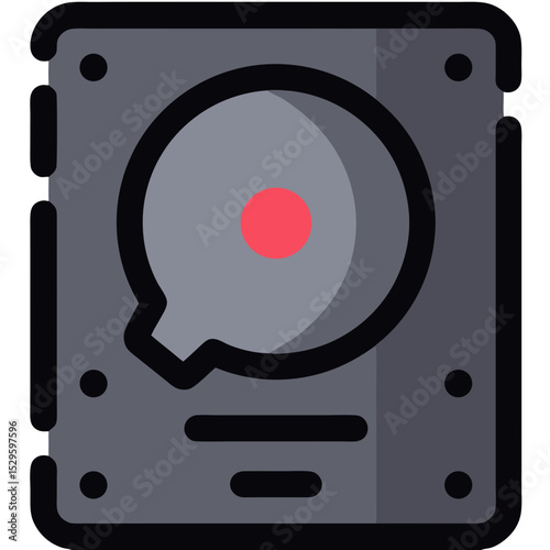 Stylized Hard Drive Icon with Red Dot and Rounded Corners