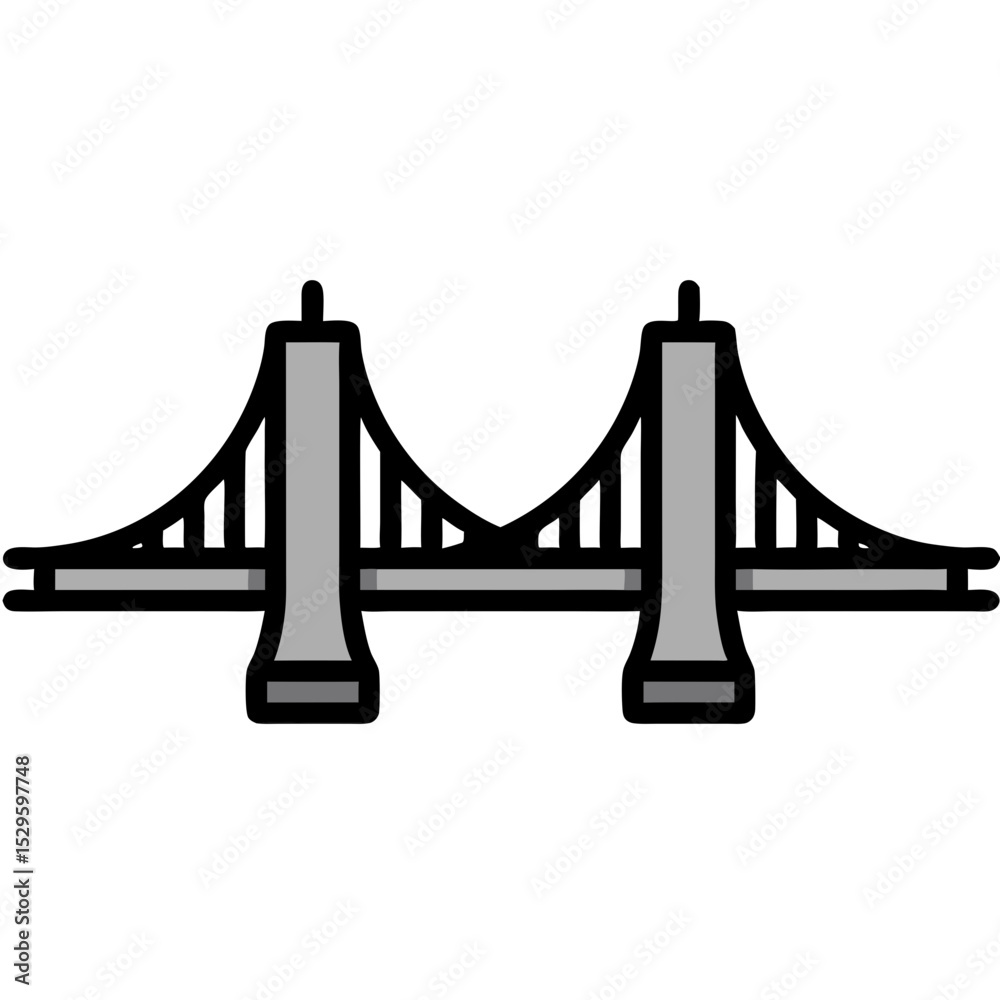 Obraz premium Stylized Illustration of a Modern Suspension Bridge with Iconic Design