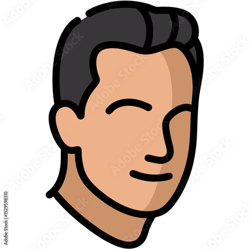 Stylized Male Head with Dark Hair and a Gentle Expression