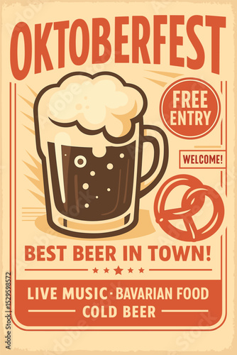 Beer posters set on aged paper texture, vintage alcoholic drink advertisements for pub walls and Oktoberfest decor