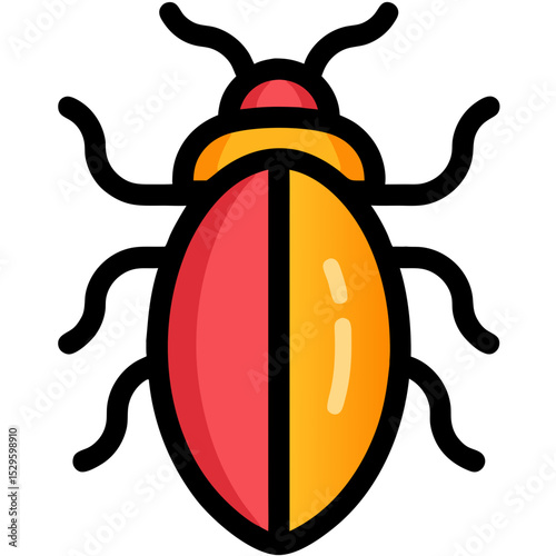 Stylized Red and Black Beetle Illustration