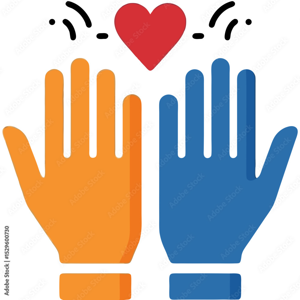 Obraz premium Two Hands Joined by a Heart Symbolizing Unity and Compassion