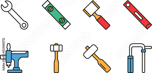 Vector illustration of various hand tools for construction and repair work diy tools equipment set design editable stock vector illustration
