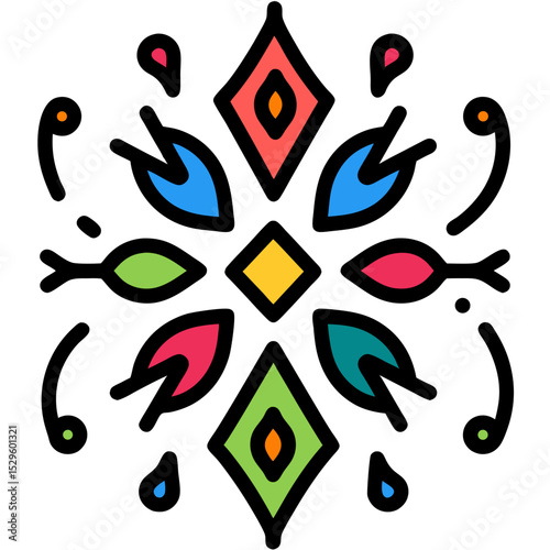 Vibrant Colorful Symmetrical Decorative Design