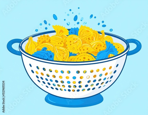 Colorful Pasta Draining In Colander
