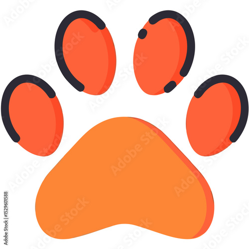 Vibrant Orange Animal Paw Print Design