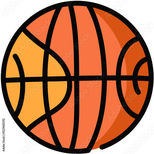 Vibrant Orange Basketball Icon with Bold Lines