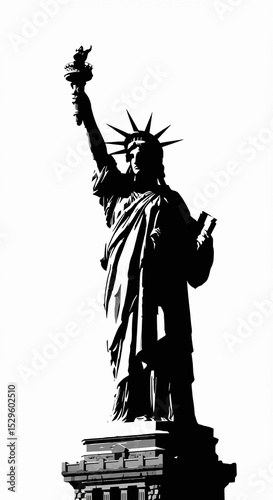 Black and White Outline Illustration of the Liberty Statue A Symbol of American Independence