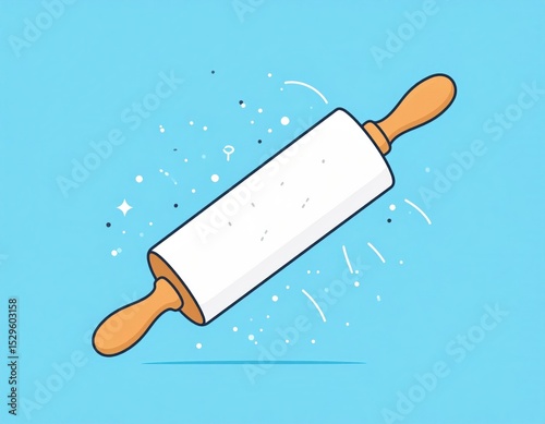 White Rolling Pin On Light Blue Background