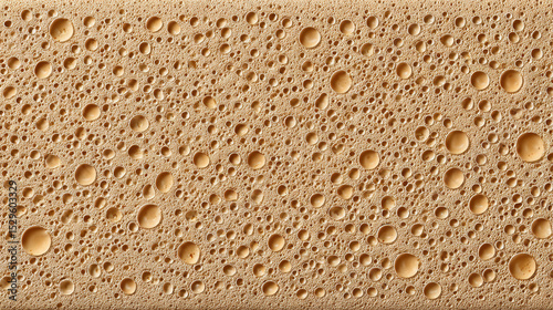 Close-up of aerated chocolate surface with varied bubble sizes and textured appearance, abstract porous background