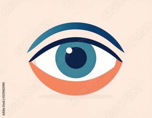 Abstract Eye Illustration In Teal Blue And Orange