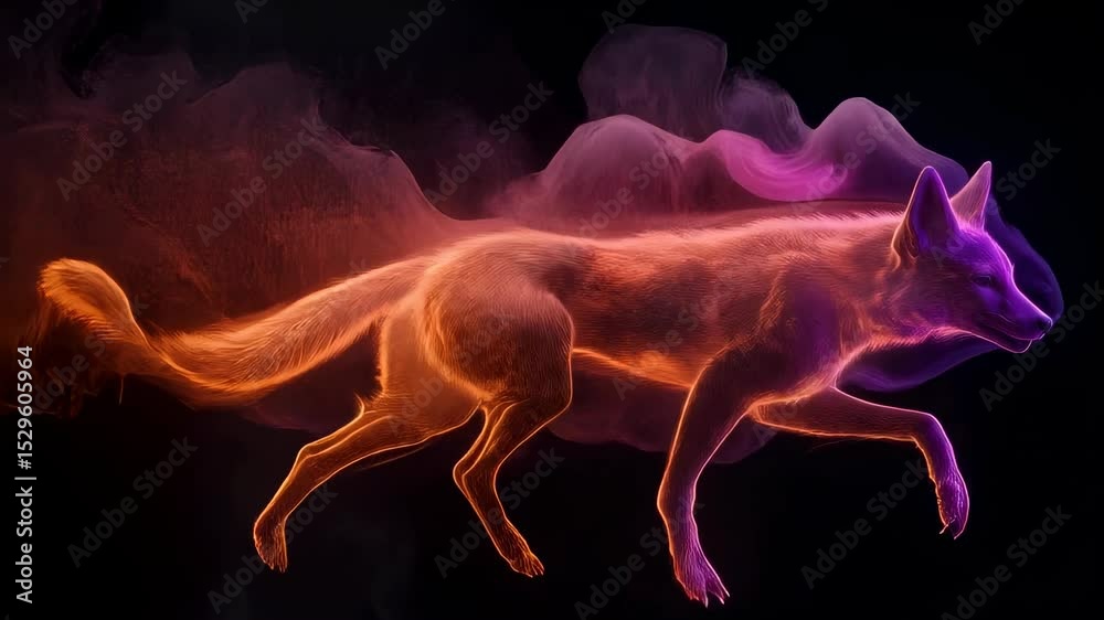 neon fox animation with smooth glowing motion and abstract design 3d neon fox animation with smooth glowing motion and abstract design 3d