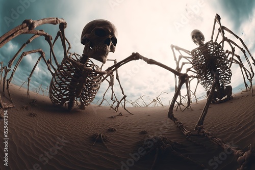 Skeletal wasteland eerie landscape death march