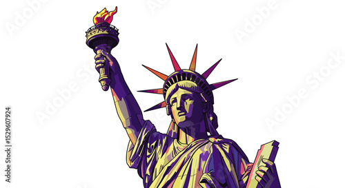 Majestic Liberty Statue A Vibrant Vector Illustration of American Independence