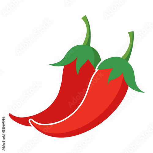 Simple Chillies Vector on White Background