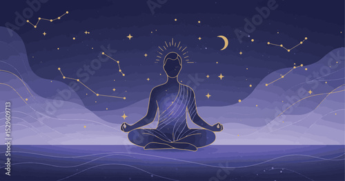 Celestial Meditation A Serene Yoga Pose Under the Night Sky