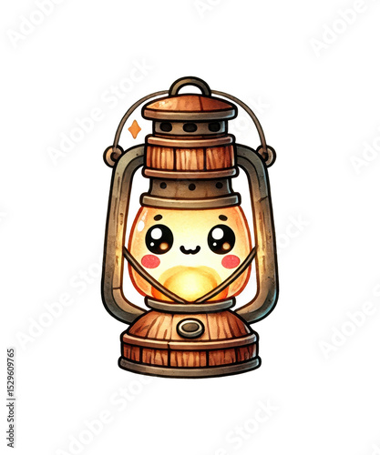Antique metal lantern and a vintage teapot, isolated on white, evoke a sense of obsolete kitchen culture