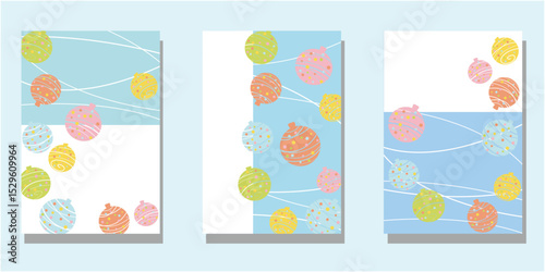 Set of summer greeting card. Colorful water balloons decoration frame for Japanese summer greeting. Vector illustration.