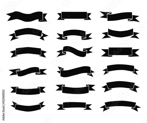 Black ribbon banners set. Vector illustration for advertising luxury style. vector