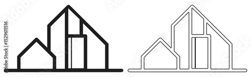 Real Estate Building Icons Modern Style.