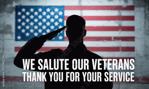Silhouette of saluting soldier against american flag background