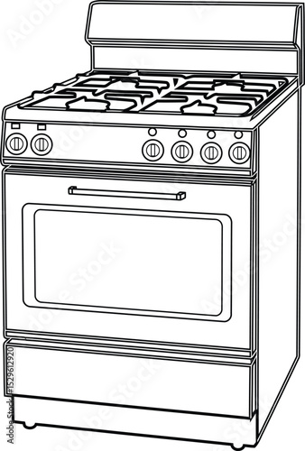 Line Art Gas Range Stove Vector Icon