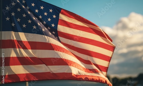 Waving national flag patriotic symbol american colors independence day