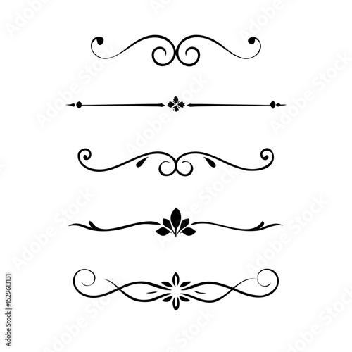 Set of Vintage decorative lines. text dividers. Line border. Lines separators, Borders, Vintage dividers, Underline elements. Divider set vector. Vector illustration.Line dividers. 